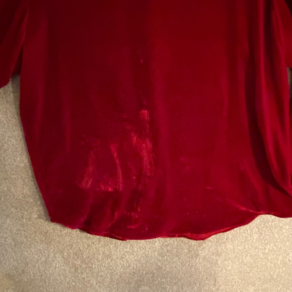Lauren Ralph Lauren Rayon Silk Shirt Womens Large Red Silk Blend Crest - Picture 7 of 10